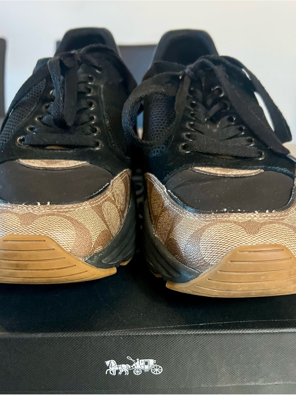 Coach Black and Tan Signature Pattern Men's Sneakers - Picture 5 of 9